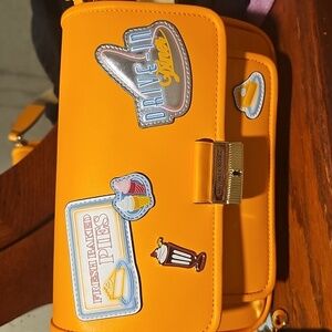 Orange Crossbody Bag with Fun Patches And matching Wallet